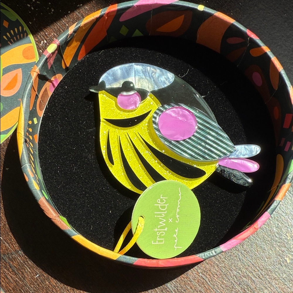 Erstwilder Melodious Magnolia Warbler Acrylic Brooch